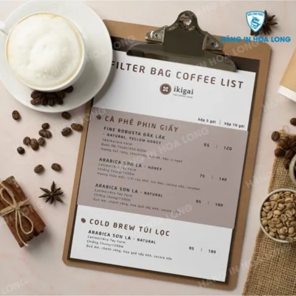 In menu giá rẻ chất liệu giấy Kraft, Couches, Ford tại Hà Nội