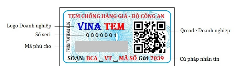Mẫu tem chống giả điện tử kết hợp mã QR và lớp phủ cào